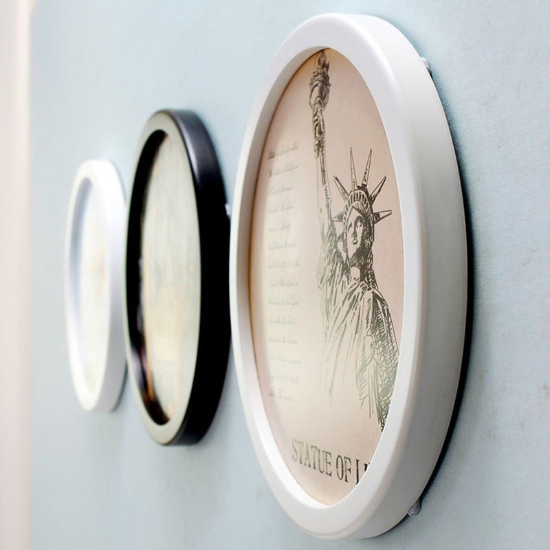 Levoberg Round Photo Frame Wooden Wall Mounted Stylish Picture Frame Home Decor White 7 inch - Image 3
